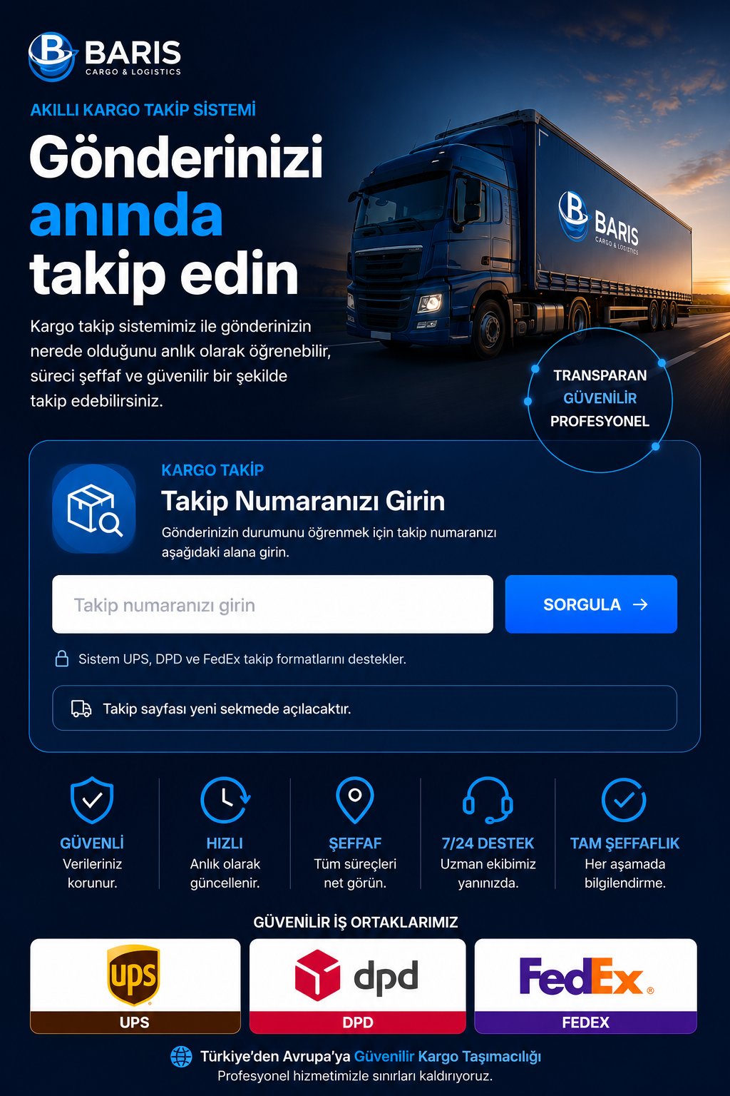 Akıllı Kargo Takip Sistemi | Barış Cargo & Logistics